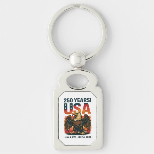 VS 250 jaar – Patriottische Bald Eagle 4 juli 2026 Sleutelhanger (Voorkant)