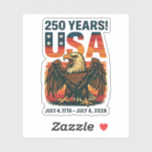 VS 250 jaar – Patriottische Bald Eagle 4 juli 2026 Sticker (Vel)