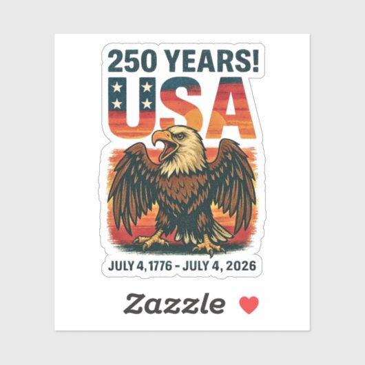VS 250 jaar – Patriottische Bald Eagle 4 juli 2026 Sticker (Vel)