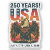 VS 250 jaar – Patriottische Bald Eagle 4 juli 2026 Sticker (Voorkant)