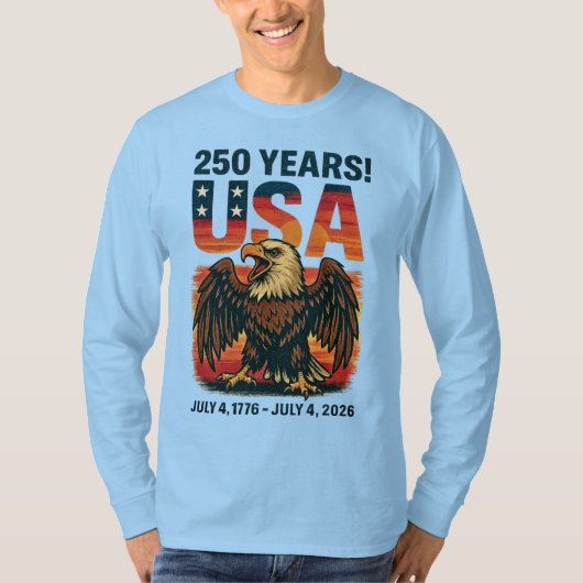 VS 250 jaar – Patriottische Bald Eagle 4 juli 2026 T-shirt (Voorkant)