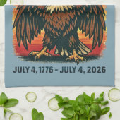VS 250 jaar – Patriottische Bald Eagle 4 juli 2026 Theedoek (Gevouwen)