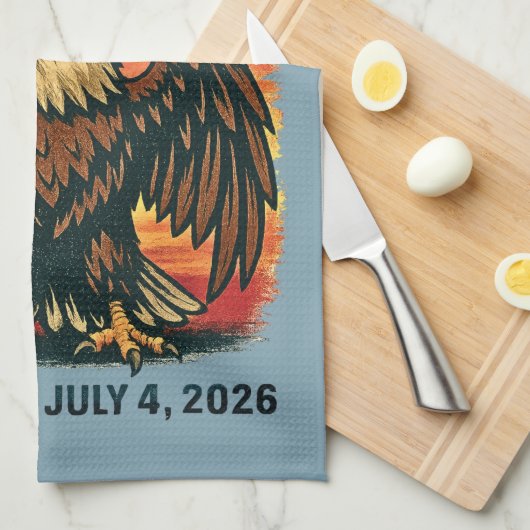 VS 250 jaar – Patriottische Bald Eagle 4 juli 2026 Theedoek (Quarter Fold)