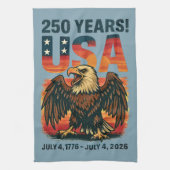 VS 250 jaar – Patriottische Bald Eagle 4 juli 2026 Theedoek (Verticaal)