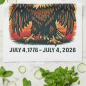 VS 250 jaar – Patriottische Bald Eagle 4 juli 2026 Theedoek (Gevouwen)