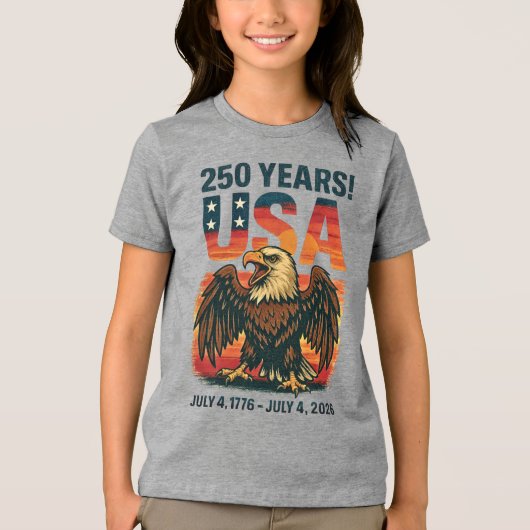 VS 250 jaar – Patriottische Bald Eagle 4 juli 2026 Tri-Blend Shirt (Voorkant)