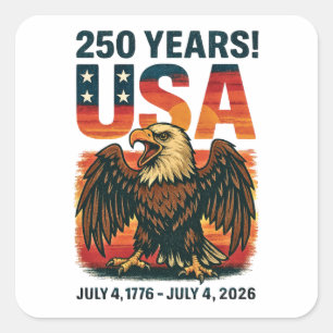 VS 250 jaar – Patriottische Bald Eagle 4 juli 2026 Vierkante Sticker