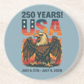 VS 250 jaar – Patriottische Bald Eagle 4 juli 2026 Zandsteen Onderzetter (Voorkant)