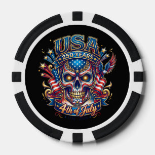 VS 250 Jaar Patriottische Schedel 4 Juli Poker Chips