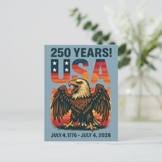 VS 250 Jaar – Patriottische Zeearend 4 juli 2026 Briefkaart (Staand voorkant)
