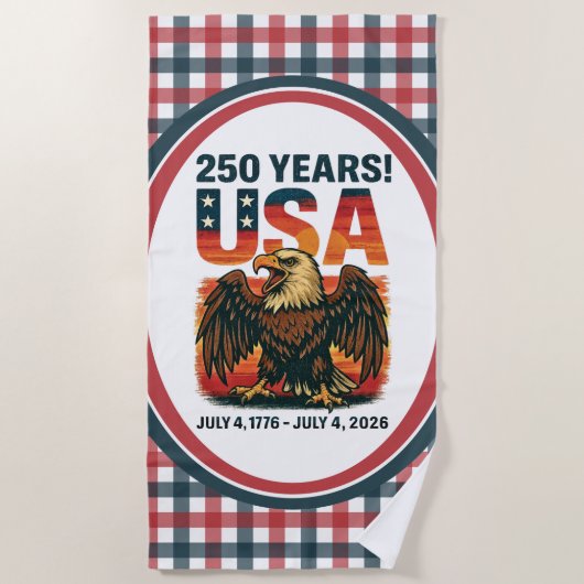 VS 250 Jaar – Patriottische Zeearend 4 juli 2026 Strandlaken (Voorkant)