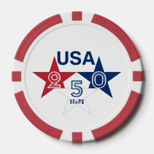 VS 250 Jaar - Rood blauw en witte sterren ontwerp Poker Chips