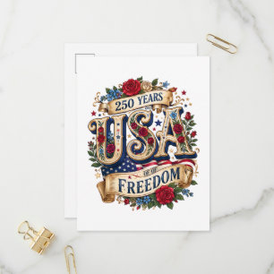 VS 250 jaar vrijheid bloemrijk Americana Uitnodiging Briefkaart