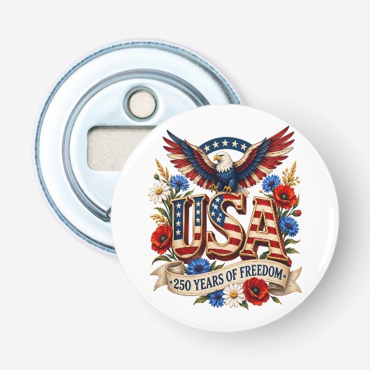 VS 250 jaar vrijheid Button Flesopener (Voorkant)