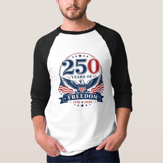 VS 250 Jaar Vrijheid Patriottisch Adelaarontwerp T-shirt (Voorkant)