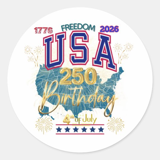 VS 250 JAAR VRIJHEID RONDE STICKER (Voorkant)
