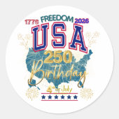 VS 250 JAAR VRIJHEID RONDE STICKER (Voorkant)