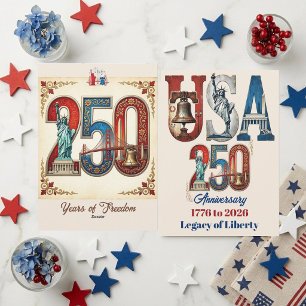 VS 250-jarig jubileum Amerikaans erfgoed retro rus Feestdagenkaart