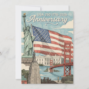 VS 250-jarig jubileum Patriottische Amerikaanse Ge Feestdagenkaart