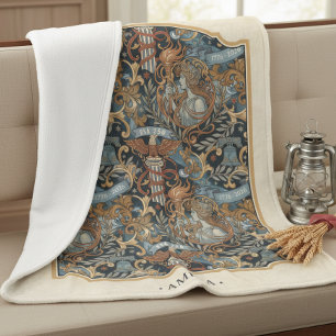 VS 250 Liberty Art Nouveau patroon rand ID1302 Fleece Deken