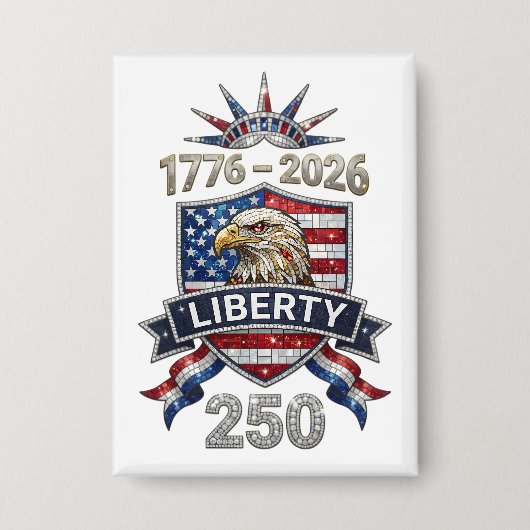 VS 250 Liberty Eagle 1776–2026 Rhinestone Stijl  Button (Voorkant)