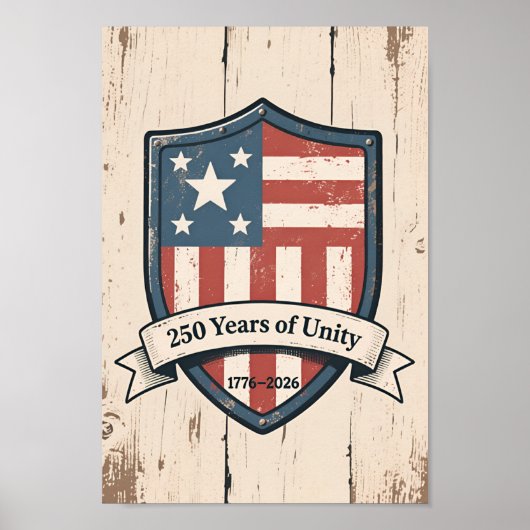 VS 250 Rustic Badge 1776–2026 Patriottisch Poster (Voorkant)