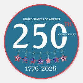 VS 250e verjaardag 1776-2026 Patriottisch Ronde Sticker