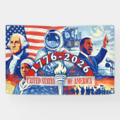 VS 250e verjaardag 1776-2026 Patriottische Geschie Spandoek (Horizontaal)