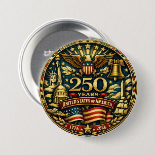 VS 250e verjaardag 1776 - 2026 Ronde Button 7,6 Cm