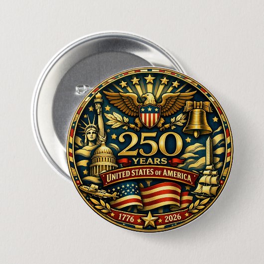 VS 250e verjaardag 1776 - 2026 Ronde Button 7,6 Cm (Voorkant /achterkant)
