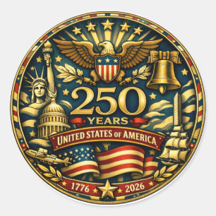 VS 250e verjaardag 1776 - 2026 Ronde Sticker