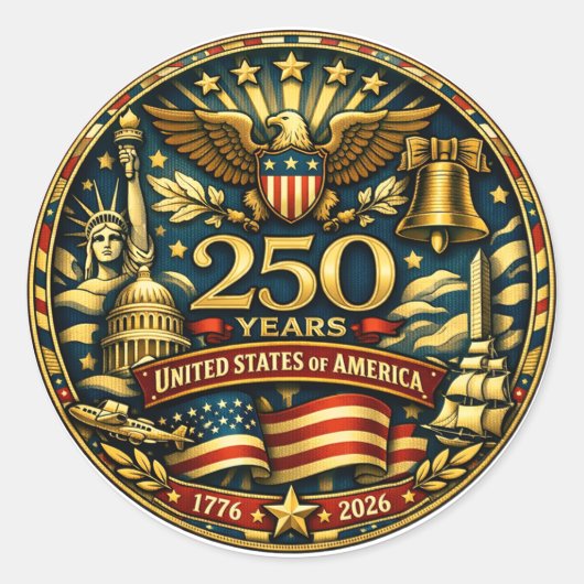 VS 250e verjaardag 1776 - 2026 Ronde Sticker (Voorkant)