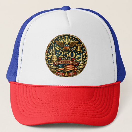 VS 250e verjaardag 1776 - 2026 Trucker Pet (Voorkant)