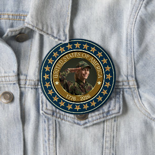 VS 250e verjaardag I Patriottisch 1776-2026 Ronde Button 4,0 Cm