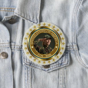 VS 250e verjaardag I Patriottisch 1776-2026 Ronde Button 4,0 Cm
