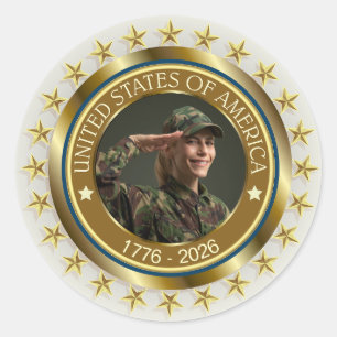 VS 250e verjaardag I Patriottisch 1776-2026 Ronde Sticker