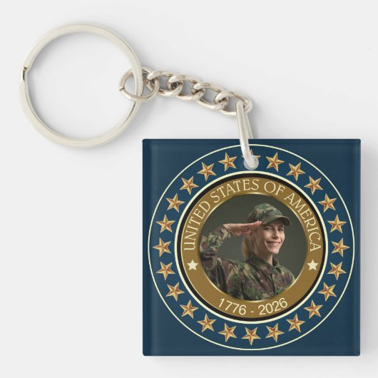 VS 250e verjaardag I Patriottisch 1776-2026 Sleutelhanger (voorkant)