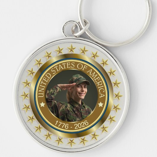 VS 250e verjaardag I Patriottisch 1776-2026 Sleutelhanger (Voorkant)