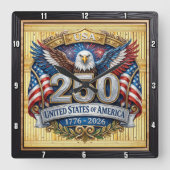 VS 250e Verjaardag Liberty Eagle Vierkante Klok (Voorkant)