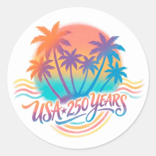 VS 250e verjaardag Palmboom  Ronde Sticker (Voorkant)