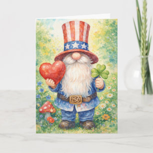 VS 250e verjaardag Patriotische Gnome Hart Shamroc Kaart