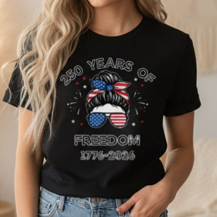 VS 250e Verjaardag Patriotische Rommelige Knot Vri T-shirt