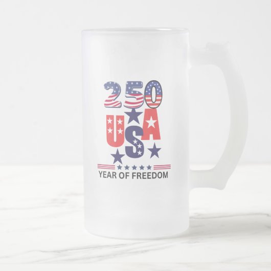 Vs 250e verjaardag patriottische 4 juli matglas bierpul (Rechts)