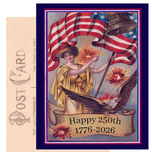VS 250e Vierde Juli Patriottische Dame Vrijheid Briefkaart