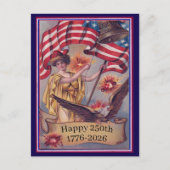 VS 250e Vierde Juli Patriottische Dame Vrijheid Briefkaart (Voorkant)