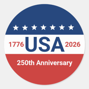 VS 250ste verjaardag 1776 2026 4 juli Ronde Sticker