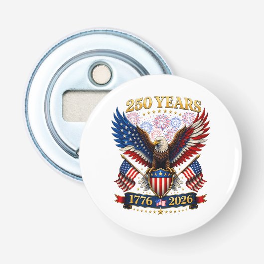 VS 250ste verjaardag 1776-2026 Button Flesopener (Voorkant)
