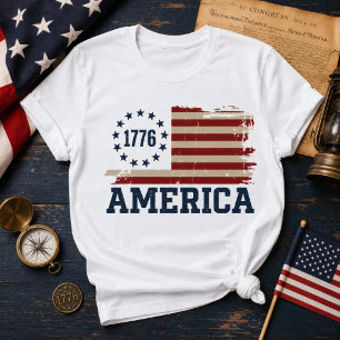 VS 250ste Vintage 1776 Amerika Vervaagde Vlag T-shirt