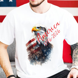 VS 250ste Zeearend & Amerikaanse Vlag Aquarel T-shirt