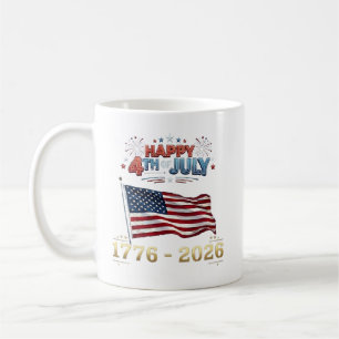 VS 4 juli 1776-2026 Patriottische Vlag Vuurwerk Koffiemok
